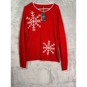 NWT New Flamingals Red Christmas Holiday Snowflake Wool Blend Sweater Size XXL